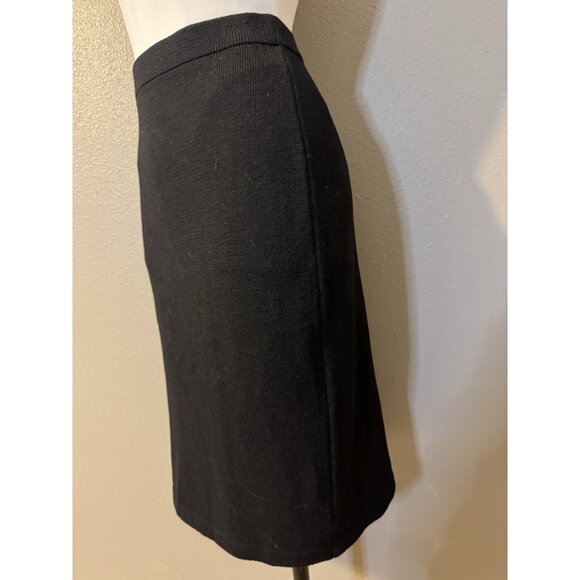 ST JOHN CAVIAR SKIRT 10 Black Wool Santana Knit Pull On Classic $595 - Picture 5 of 14